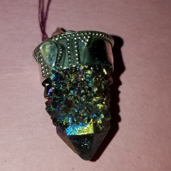 New Sterling Silver Titanium aura quartz pendant - Picture 7 of 7